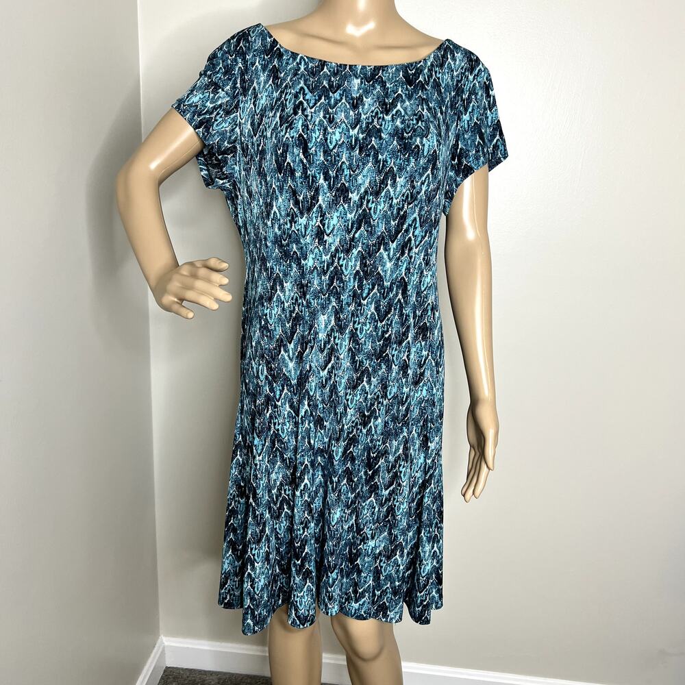 Vintage CB Blue Patterned Short Sleeve Dress